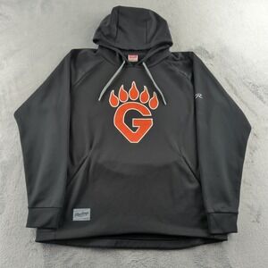 Rawlings Hoodie‎ Mens XL Gray Orange Sweatshirt Fleece Pullover G Bear Paw Logo